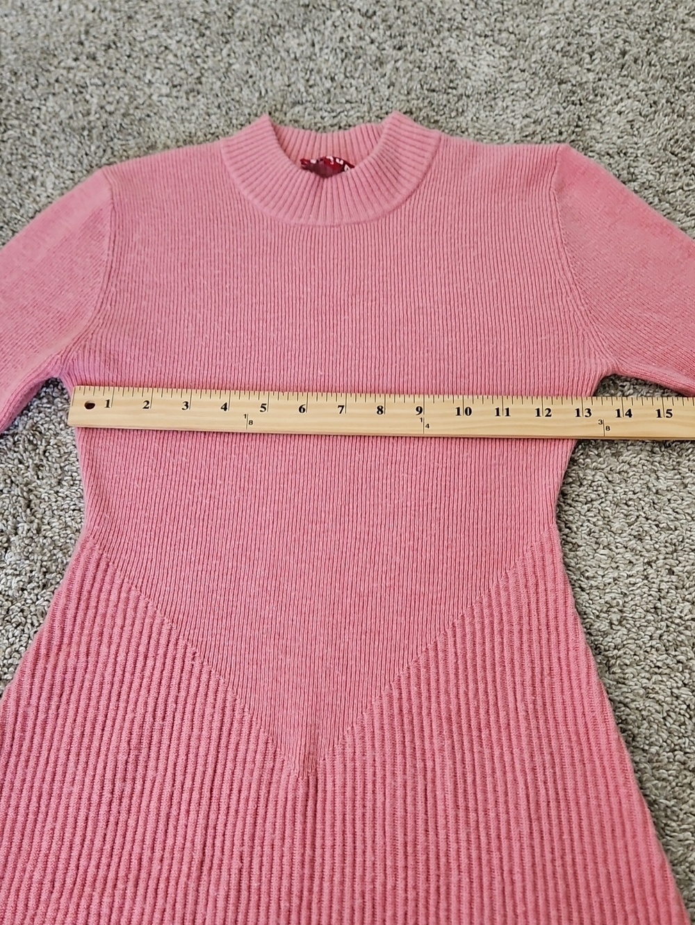 Staud  Pink Ribbed Long-Sleeve Midi Dress S - Picture 6 of 12